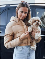 Dámská krátká zimní bunda s kapucí béžová Dstreet model 21994247 - FashionStreet