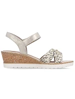 Dámské zlaté kožené sandály na platformě Remonte by Rieker R6266-90