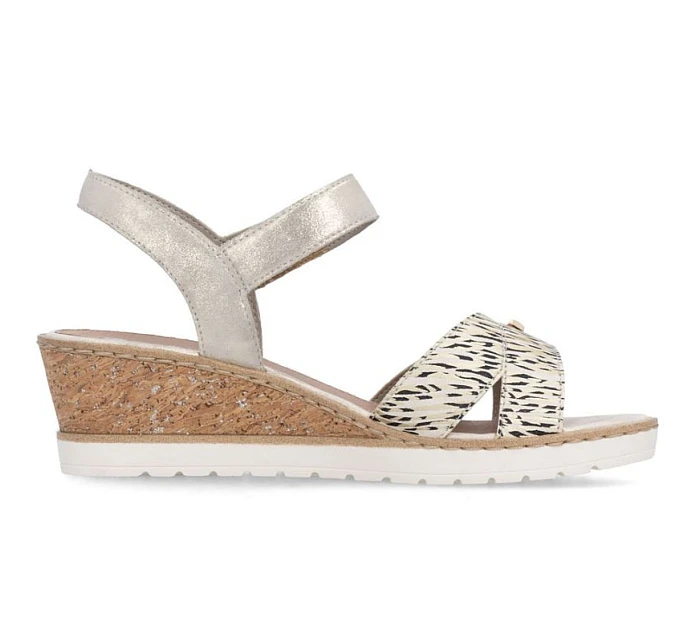 Dámské zlaté kožené sandály na platformě Remonte by model 22122449 - Rieker