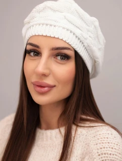 Dámská zimní čepice z vlny s ozdobným pletením a  bílá model 21878093 - K-Fashion
