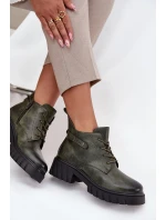 Niskie Ocieplane Botki Damskie Na Klocku Z Ozdobnym Paskiem Ciemnozielone Therisse Niskie Ocieplane Botki Damskie Na Klocku Z Ozdobnym Paskiem Ciemnozielone Therisse