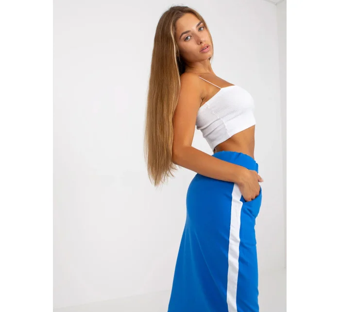 Dámska tepláková sukňa RV SD 8073.73P Tmavomodrá s bielou - Rue Paris