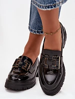 Dámske lakované mokasíny YL253 čierne - Diamantique