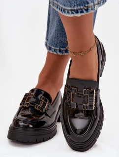 Dámské lakované mokasiny černé model 22036012 - SWEET SHOES