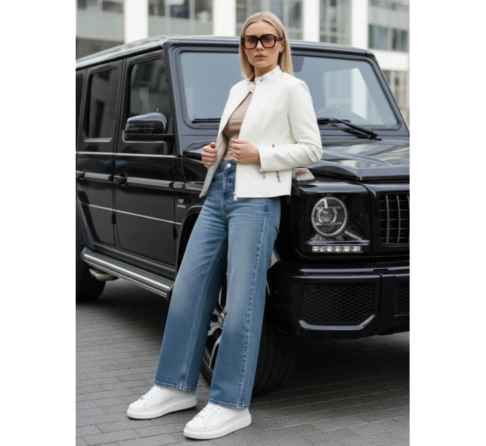 Kurtka skórzana damska biała model 22016683 - FashionStreet Kurtka skórzana damska biała model 22016683 - FashionStreet