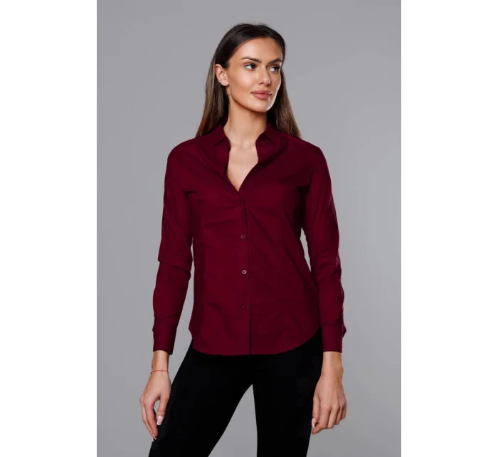 Klasická dámská košile ve vínové bordó barvě model 18302320 - J.STYLE Klasická dámská košile ve vínové bordó barvě model 18302320 - J.STYLE