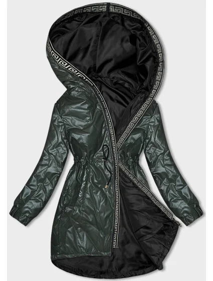 Tmavě zelená dámská bunda s ozdobným prošíváním model 19425125 - S'WEST Tmavě zelená dámská bunda s ozdobným prošíváním model 19425125 - S'WEST