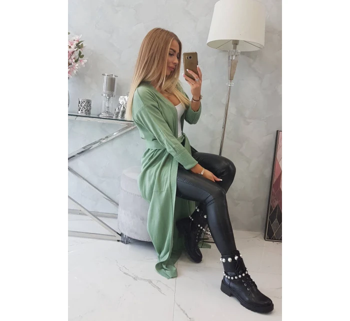 Svetr dlouhý svetr model 18748009 v pase tmavě mátový - K-Fashion