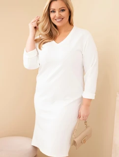 Dámske Plus veľkosť sukne Butter biela V-neck s rukávmi