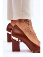 Skórzane Czółenka Lewski 3117 Brązowe