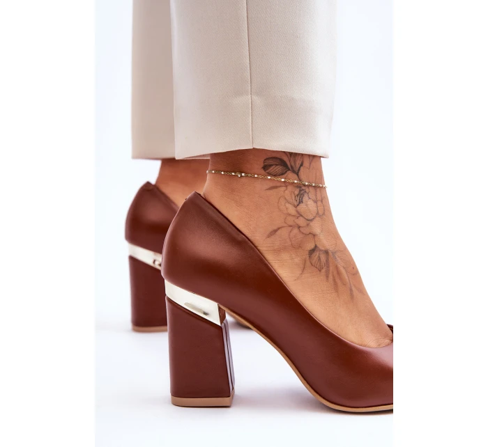 Skórzane Czółenka Lewski 3117 Brązowe