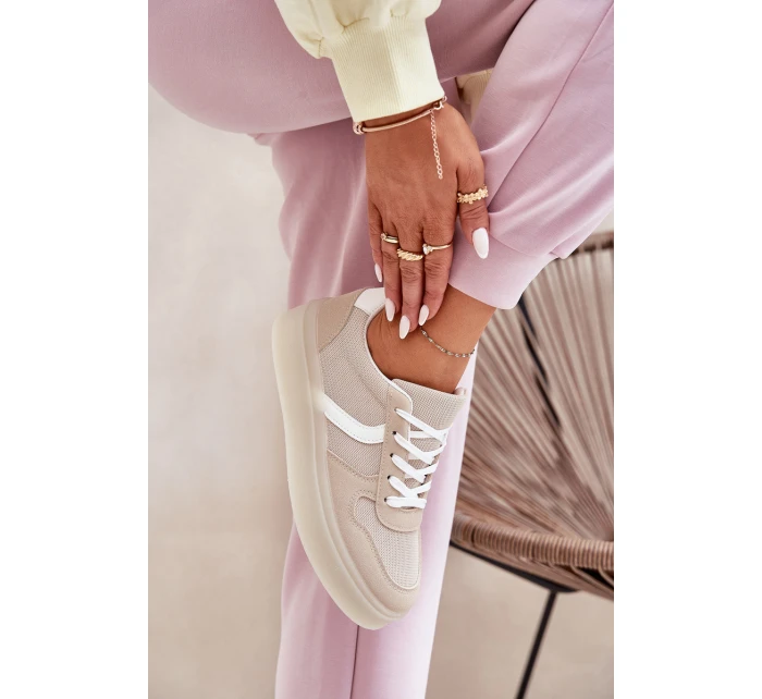 Niskie Sneakersy Damskie Na Platformie Beżowe Telmira