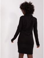 RUE PARIS čierne základné šaty s dlhými rukávmi