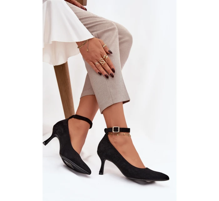 Eko semišové lodičky Devoria - čierne Eko semišové lodičky Devoria - čierne