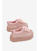Detské snehové topánky s výšivkou a mašľou Daven - ružové Detské snehové topánky s výšivkou a mašľou Daven - ružové