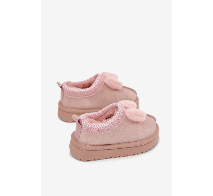 Detské snehové topánky s výšivkou a mašľou Daven - ružové Detské snehové topánky s výšivkou a mašľou Daven - ružové