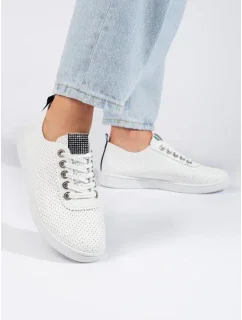 Komfortní  tenisky dámské bílé bez podpatku