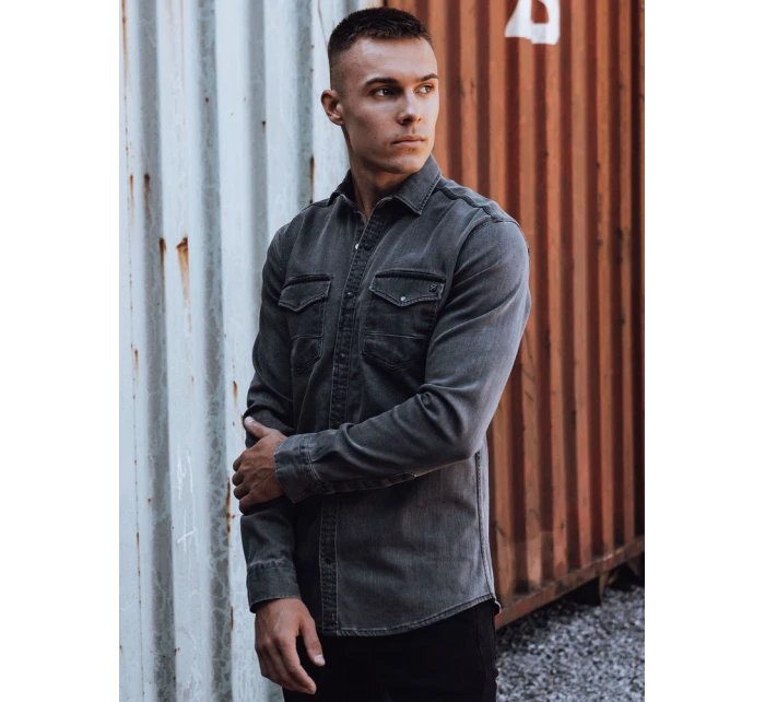 Pánská tmavě šedá džínová košile Dstreet model 21978435 - FashionStreet