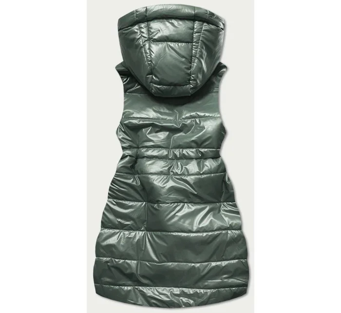 Lesklá zelená vesta s kapucňou (B9782-10) Lesklá zelená vesta s kapucňou (B9782-10)