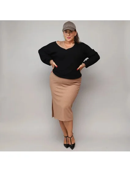 Čierno-béžové šaty s pletenou blúzkou (682)