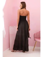 Dámske viskózové šaty s elastickým vrchným dielom hnedé