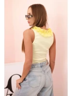 Dámska bavlnená blúzka bez rukávov s volánom žltá Dámska bavlnená blúzka bez rukávov s volánom žltá