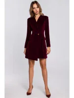M562 Zamatové šaty s blejzrom - bordové