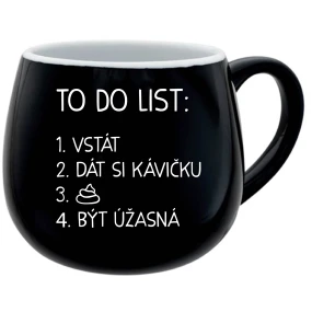 TO DO LIST:  BÝT ÚŽASNÁ - černý keramický hrníček 300 ml