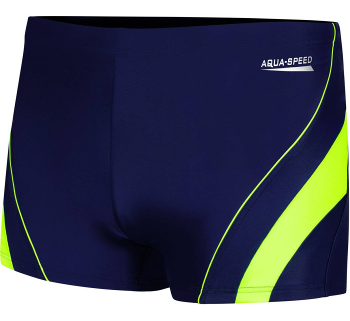 Pánske plavecké šortky Dennis Navy Blue/Green Pattern 01 - AQUA SPEED