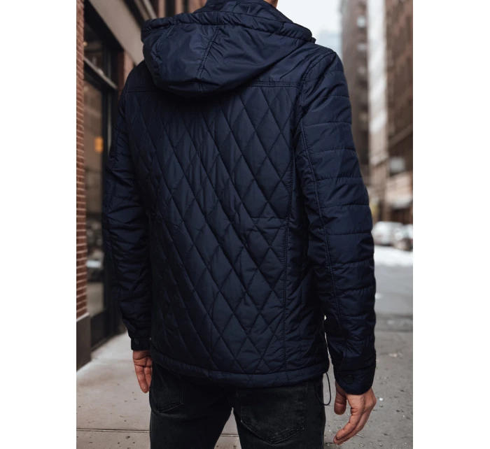 Pánská prošívaná bunda s kapucí tmavě modrá Dstreet model 21982972 - FashionStreet