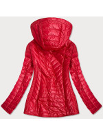 Červená dámska bunda s ozdobnou podšívkou (MM21)