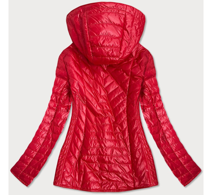 Červená dámska bunda s ozdobnou podšívkou (MM21)