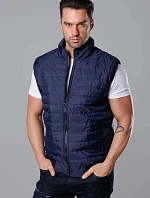 Pánska prešívaná tmavomodrá bunda bez rukávov (8MY77-2)