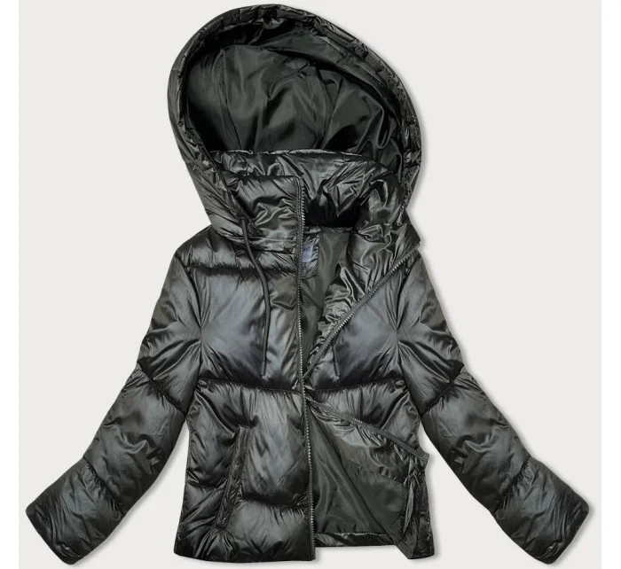 Krátka zimná bunda z peria v army farbe (B8193-11) Krátka zimná bunda z peria v army farbe (B8193-11)