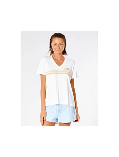 RIP CURL Tričko s výstrihom do V Sunset - biele