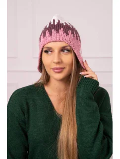 Dámska čiapka Nikol K405 white+bordeaux+pink