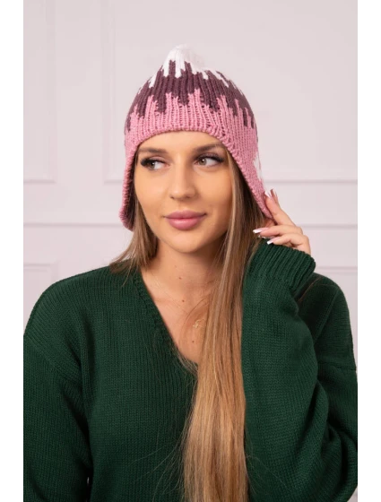 Dámska čiapka Nikol K405 white+bordeaux+pink