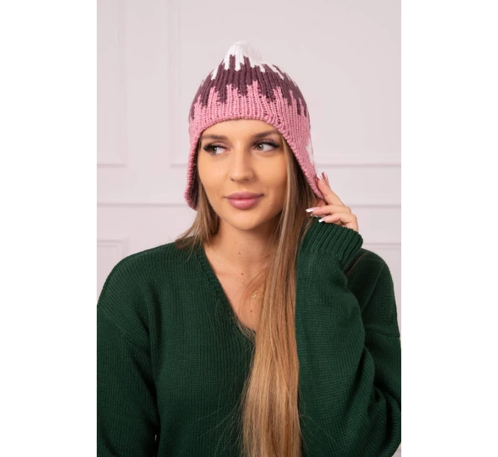Dámska čiapka Nikol K405 white+bordeaux+pink