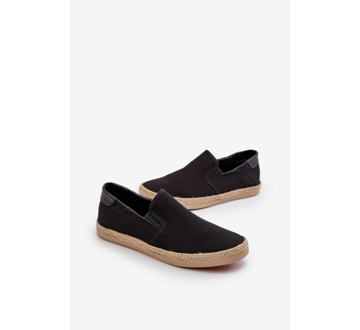 Męskie Tenisówki Espadryle Z Plecionką Czarne Fenen