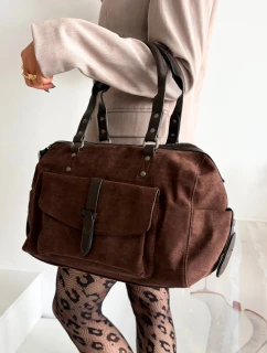 Dámska kabelka z eko semišu Gressa - čokoládová