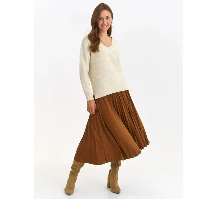 Dámský svetr model 19585985 Ecru se zlatou nití - Top Secret