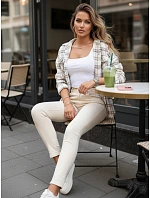 Jeansy damskie skinny z wysokim stanem beżowe model 22102001 - FashionStreet