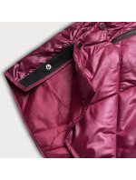 Dámska bunda vo vínovej bordovej farbe s ozdobnou kapucňou (B8126-74)