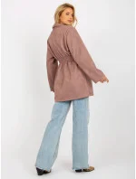 Tenký dámský kabát sako ve špinavě růžové barvě model 20840807 - Factory Price