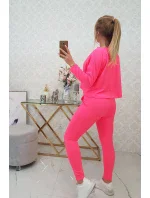 Sada s oversize blúzkou ružová neónová