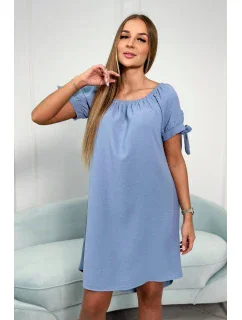 Šaty viazané na rukávoch svetlý denim