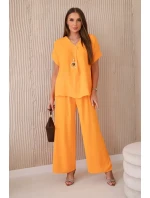 Komplet s náhrdelníkem halenka + kalhoty pomeranč Komplet s náhrdelníkem halenka + kalhoty pomeranč