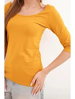 Blúzka s okrúhlym výstrihom tmavá horčica