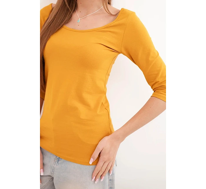 Blúzka s okrúhlym výstrihom tmavá horčica