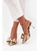 Lodičky s  a mašlí zlaté model 21715231 - Boto